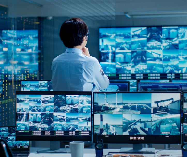 security guard looking at monitors